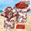 Nfl San Francisco 49ers Custom Name Red Tropical Flower Skull Hawaiian Shirt