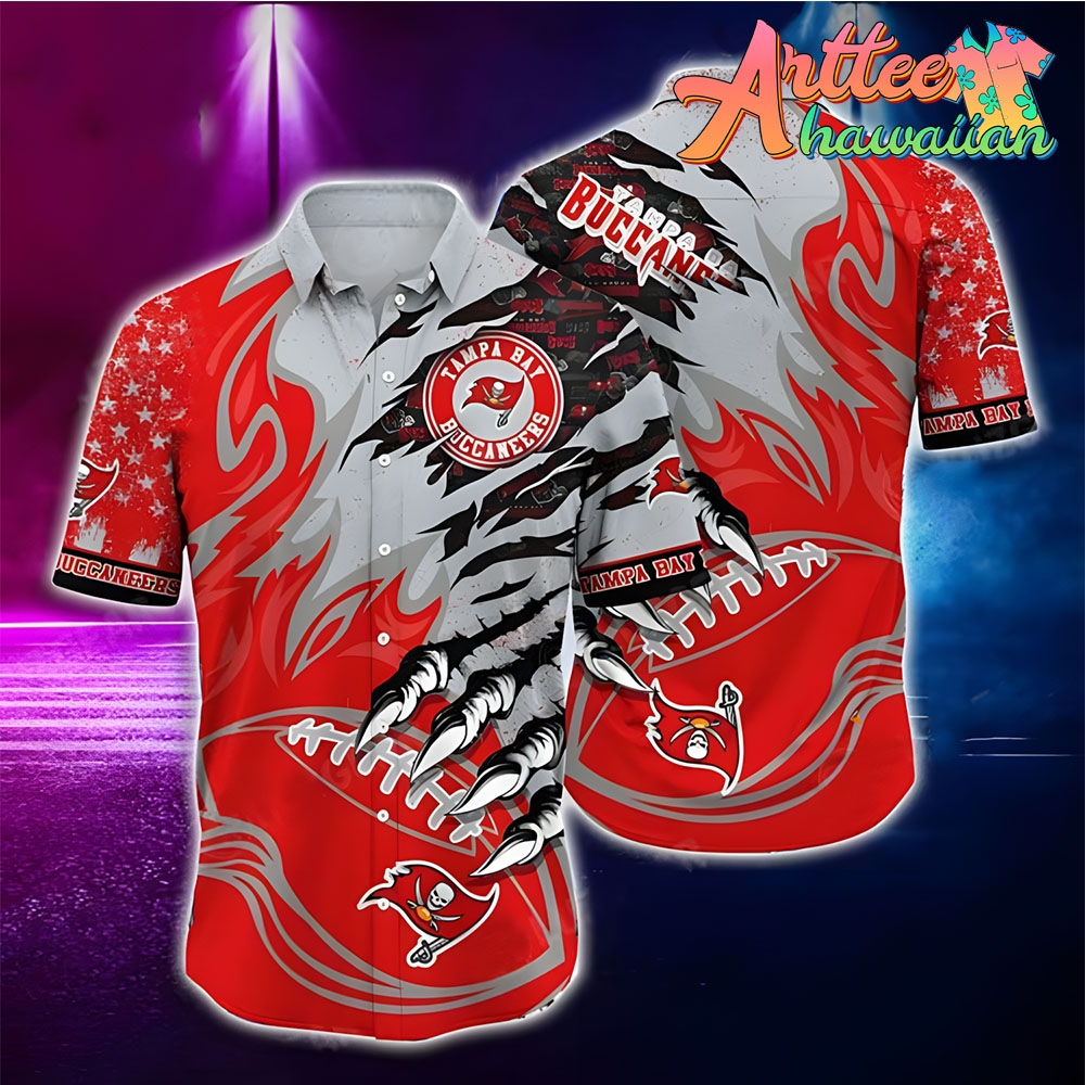 Nfl Tampa Bay Buccaneers Red Grey Hawaiian Shirt