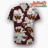 Nfl Washington Commanders Red White Flower Tropical Hawaiian Shirt