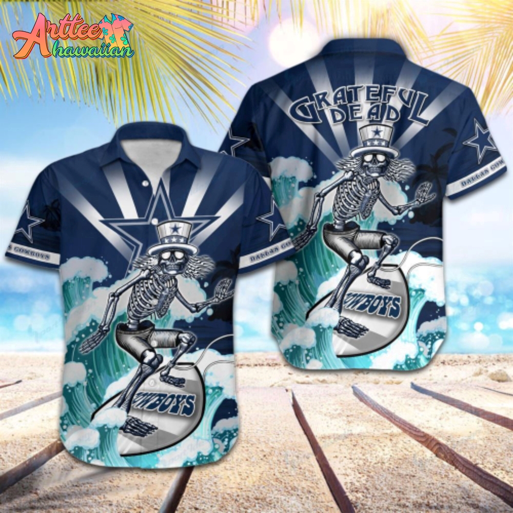 Logo Team NFL Dallas Cowboys Grateful Dead Hawaiian Shirt Style Summer Sport Hawaiian Shirt