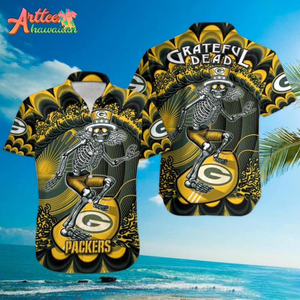 Logo Team NFL Green Bay Packers Grateful Dead Hawaiian Shirt Style Summer Sport Hawaiian Shirt