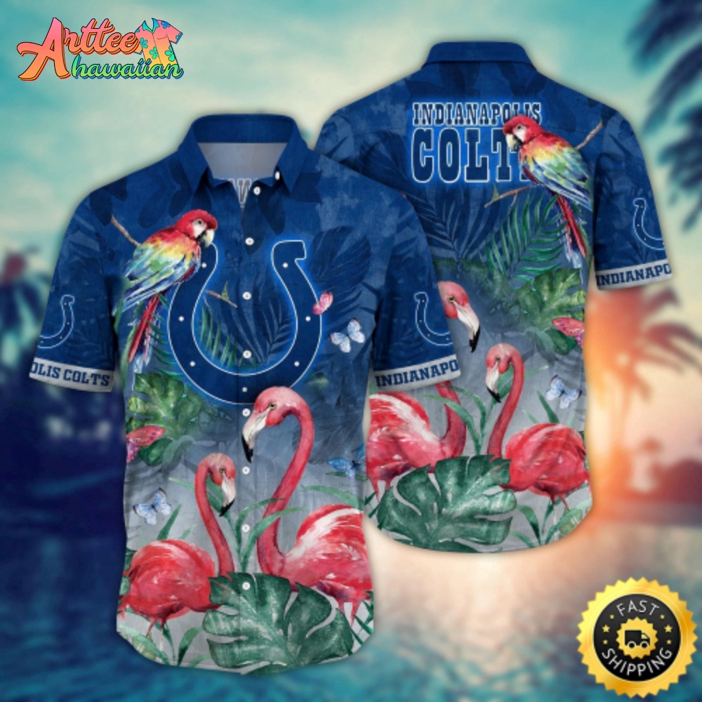 Logo Team NFL Indianapolis Colts Flamingo And Palm Tree And Hawaiian Shirt Style Summer Sport Hawaiian Shirt