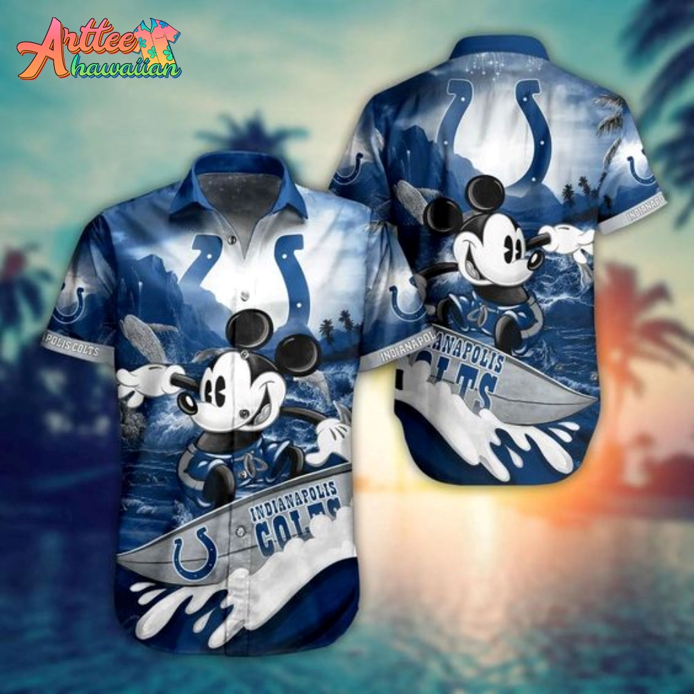 Logo Team NFL Indianapolis Colts Mickey Mouse Hawaiian Shirt Style Summer Sport Hawaiian Shirt