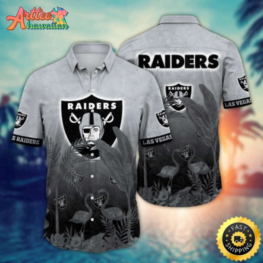 Logo Team NFL Las Vegas Raiders Flamingo And Palm Tree And Hawaiian Shirt Style Summer Sport Hawaiian Shirt