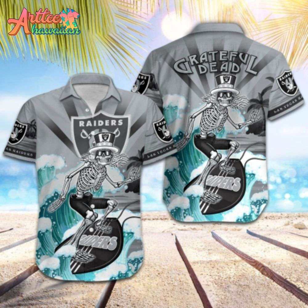 Logo Team NFL Las Vegas Raiders Grateful Dead Hawaiian Shirt Style Summer Sport Hawaiian Shirt