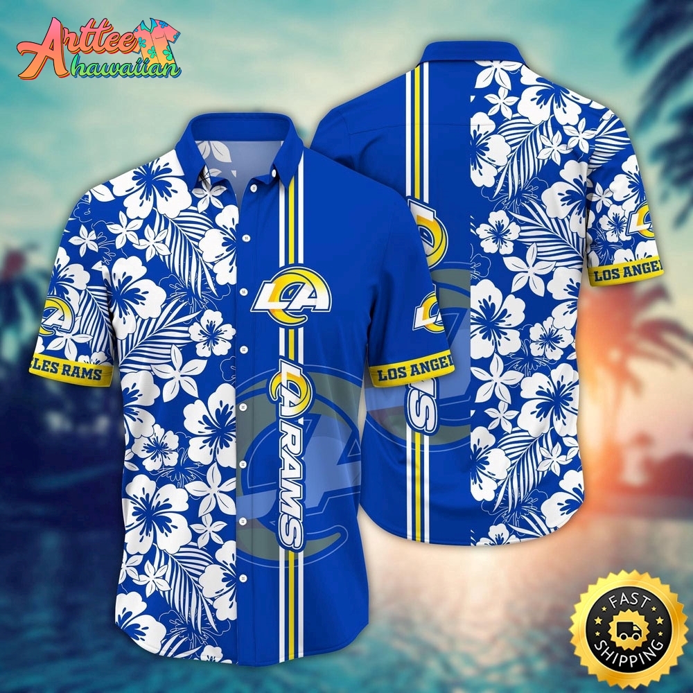 Logo Team NFL Los Angeles Rams Flower Floral Hawaiian Shirt Style Summer Sport Hawaiian Shirt