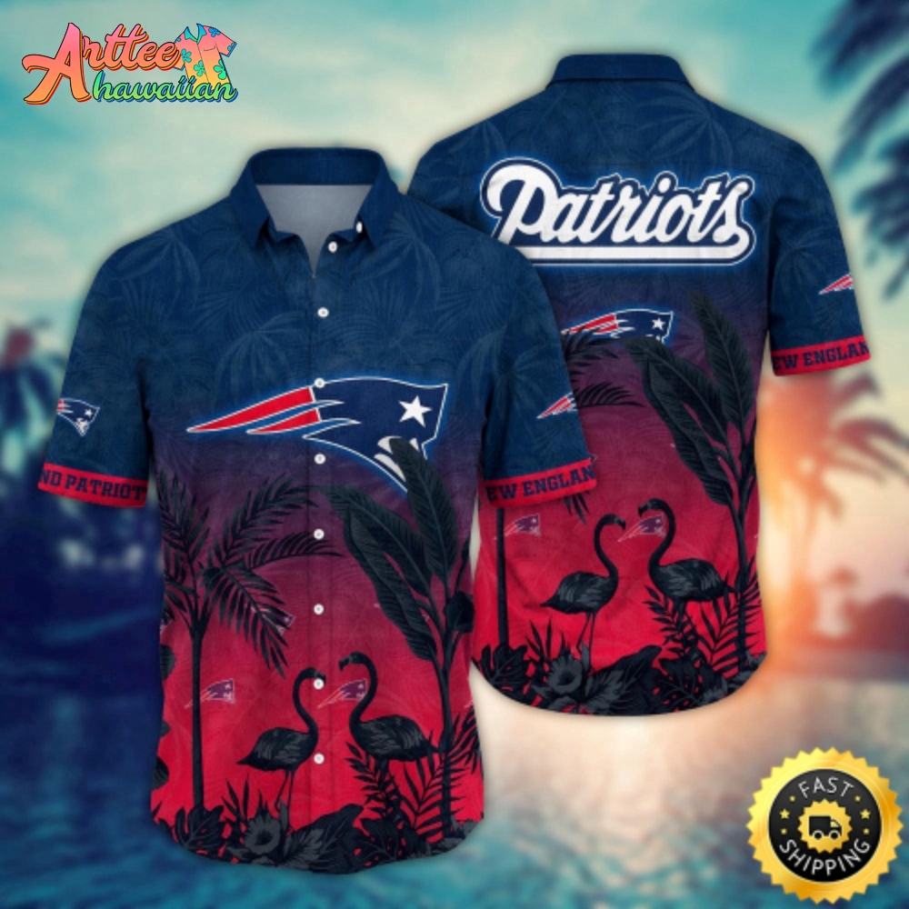 Logo Team NFL New England Patriots Flamingo And Palm Tree And Hawaiian Shirt Style Summer Sport Hawaiian Shirt