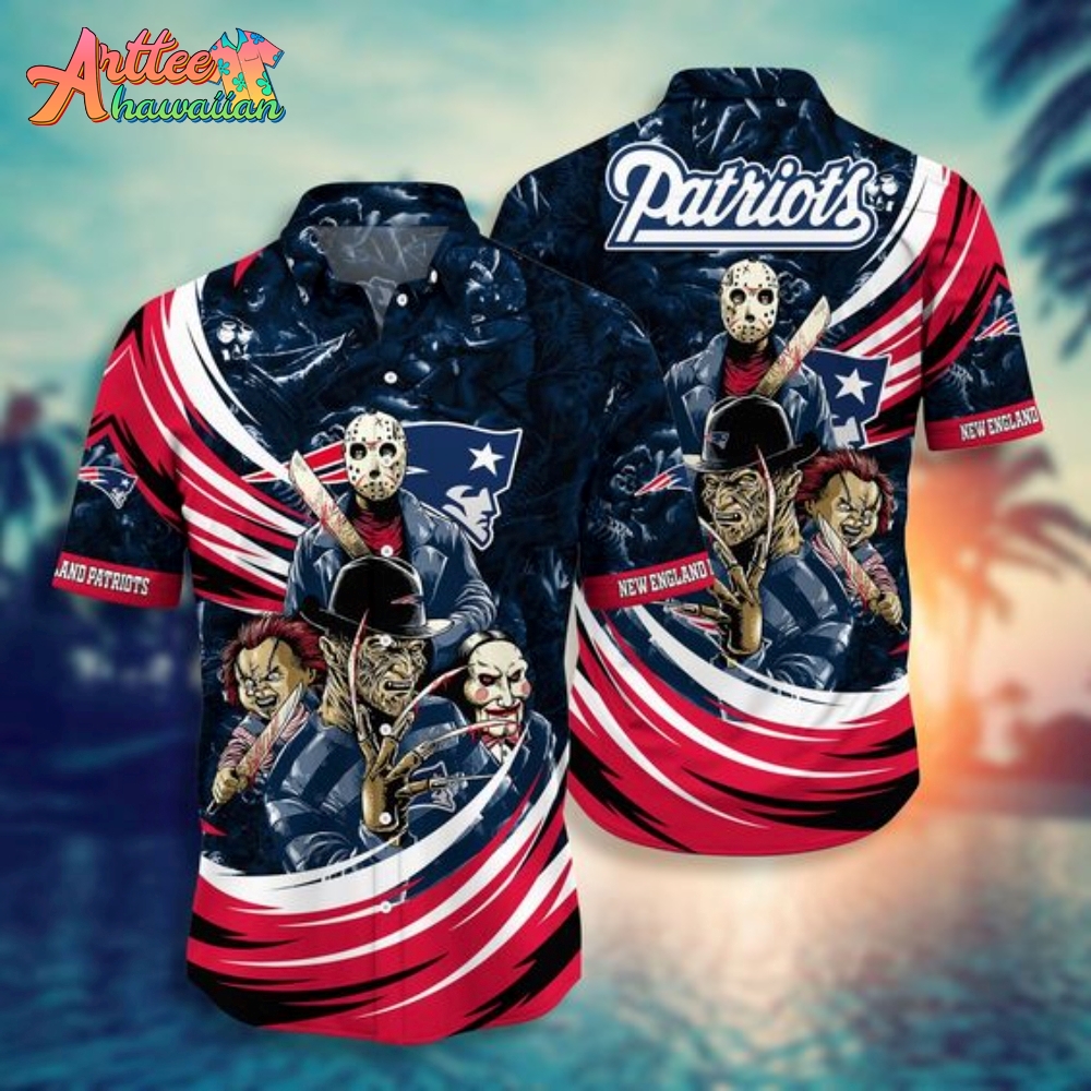 Logo Team NFL New England Patriots Horror Halloween Hawaiian Shirt Style Summer Sport Hawaiian Shirt