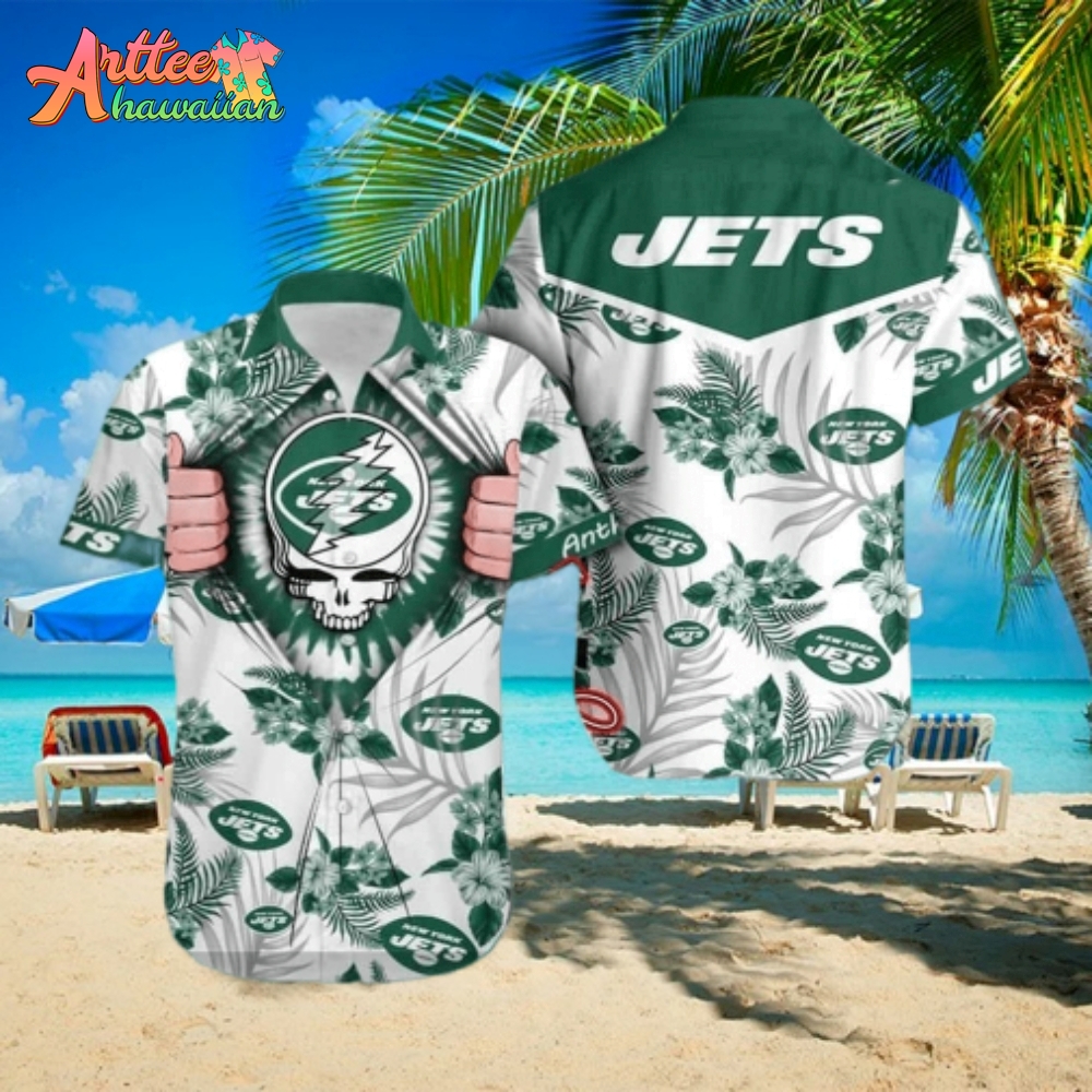 Logo Team NFL New York Jets Grateful Dead Hawaiian Shirt Style Summer Sport Hawaiian Shirt