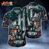 Logo Team NFL Philadelphia Eagles Horror Halloween Hawaiian Shirt Style Summer Sport Hawaiian Shirt