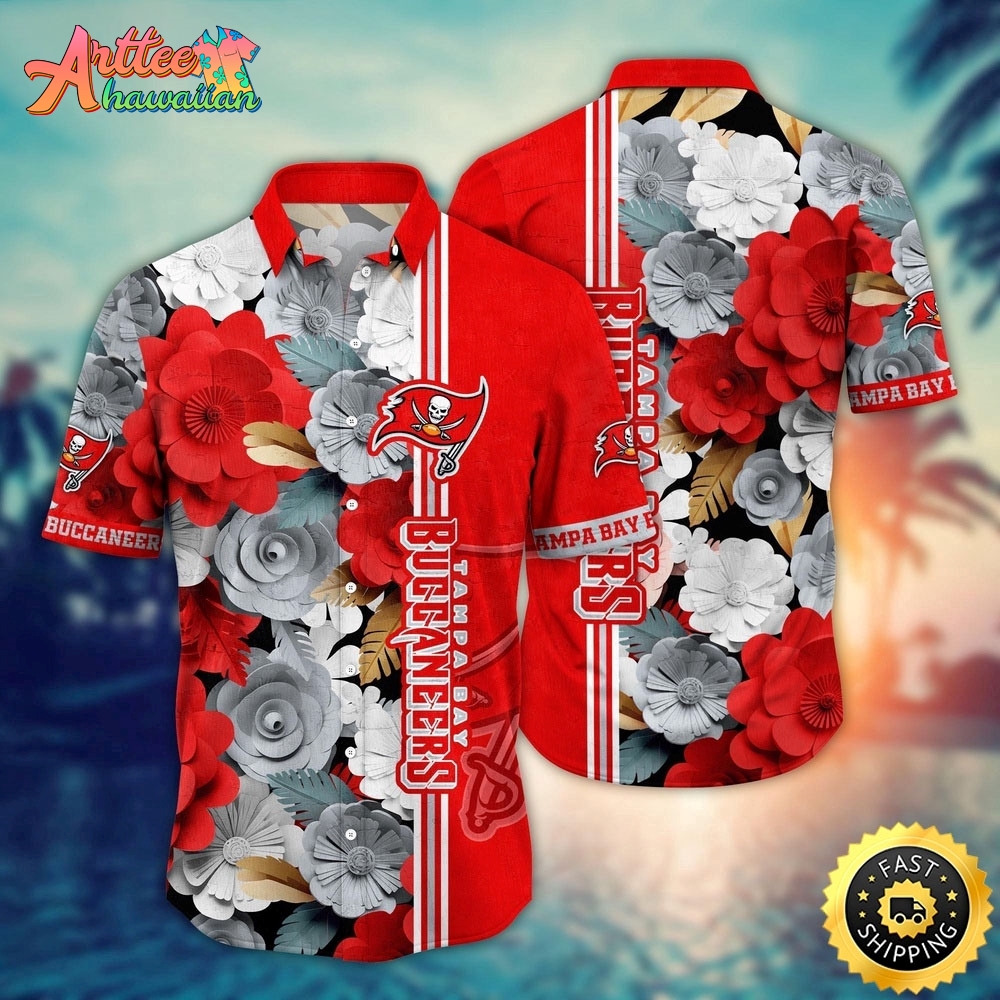 Logo Team NFL Tampa Bay Buccaneers Flower Floral Hawaiian Shirt Style Summer Sport Hawaiian Shirt