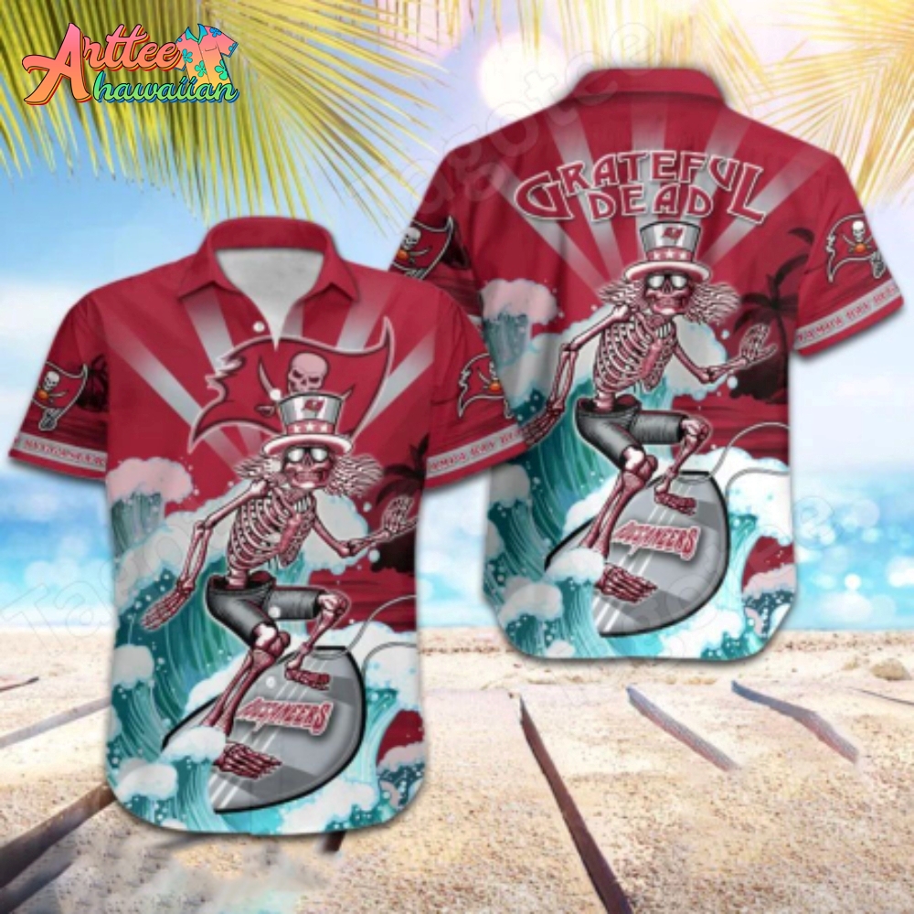 Logo Team NFL Tampa Bay Buccaneers Grateful Dead Hawaiian Shirt Style Summer Sport Hawaiian Shirt