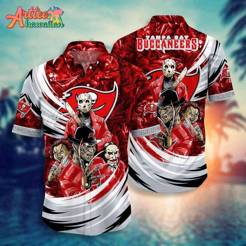 Logo Team NFL Tampa Bay Buccaneers Horror Halloween Hawaiian Shirt Style Summer Sport Hawaiian Shirt