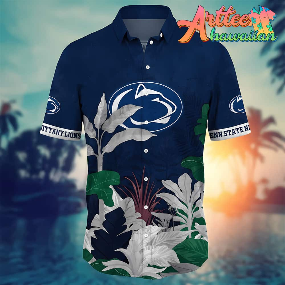 NCAA Penn State Nittany Lions Hawaiian Shirt Tropical Tree Gift For Fans Football Lover