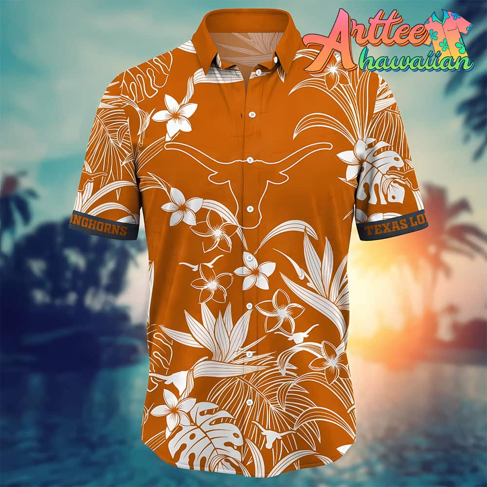 NCAA Texas Longhorns Hawaiian Shirt Tropical Flower Gift For Fans Football Lover