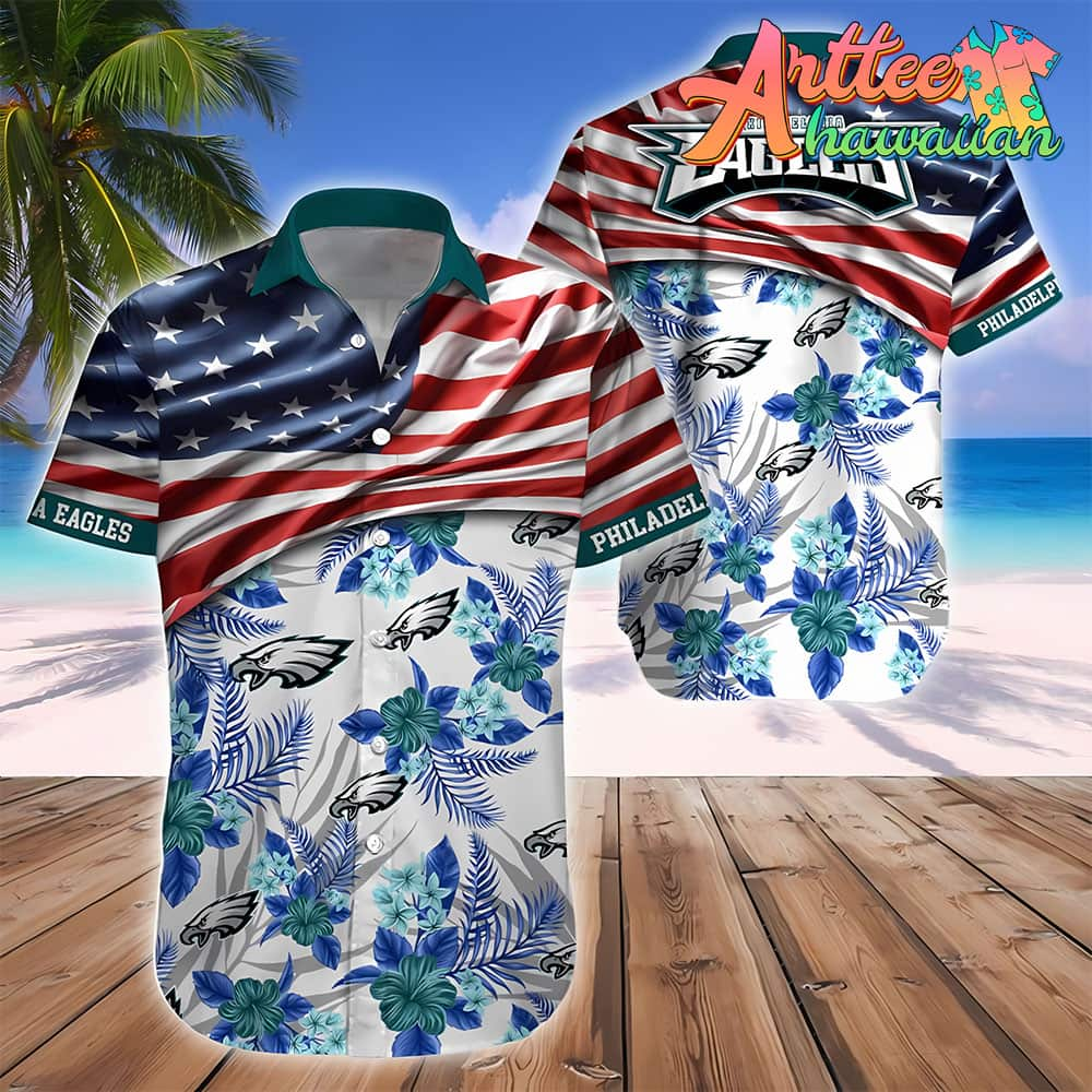 NFL Philadelphia Eagles Hawaiian Shirt Flag Us Style Gift For Fans Football Lover