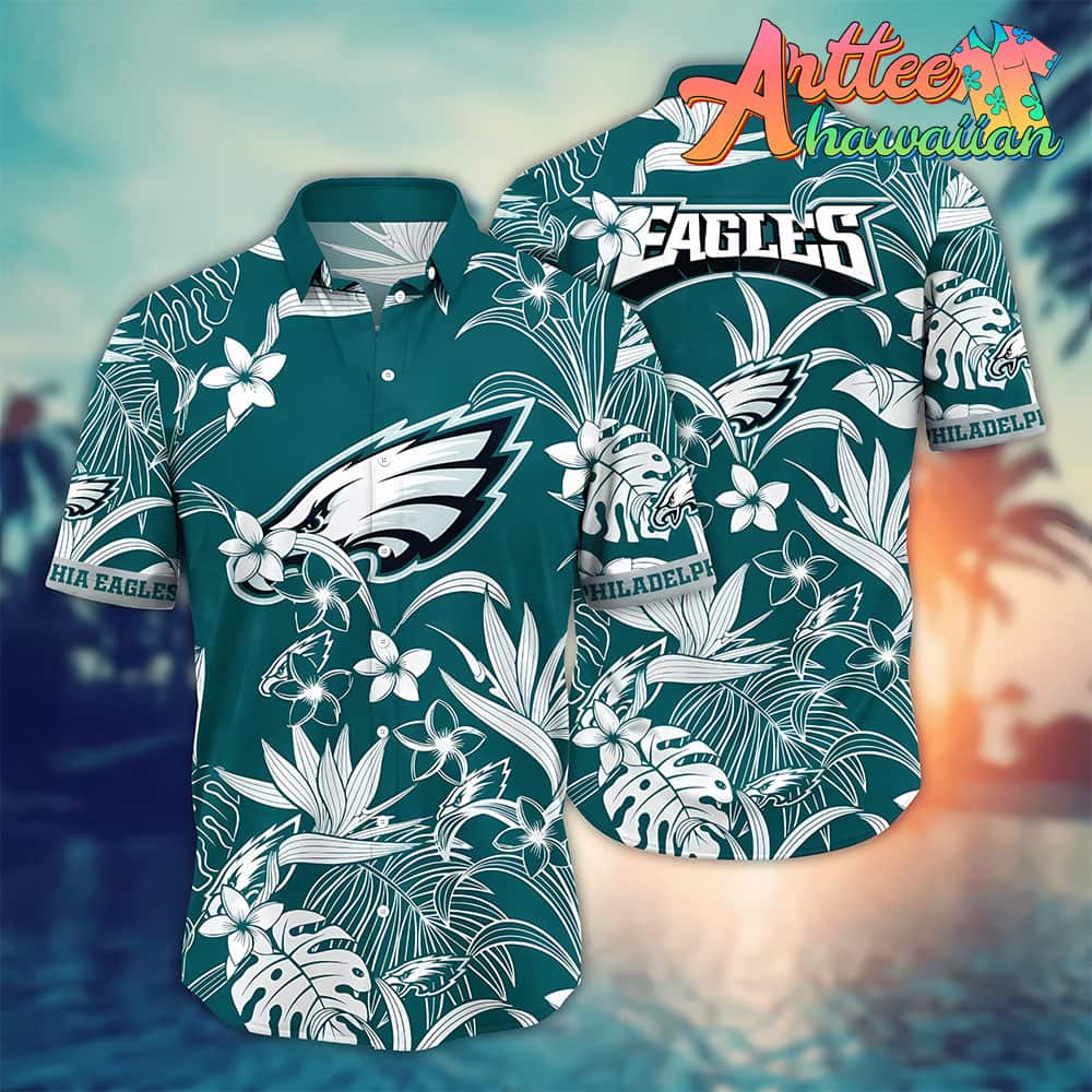 NFL Philadelphia Eagles Hawaiian Shirt Tropical Flower Gift For Fans Football Lover