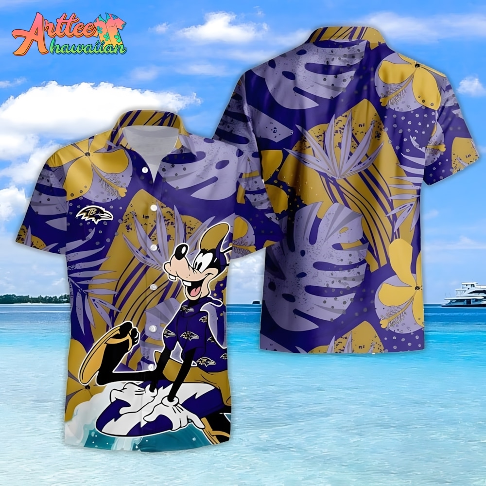 NFL Team Baltimore Ravens Goofy Hawaiian Shirt Style Summer Sport Hawaiian Shirt