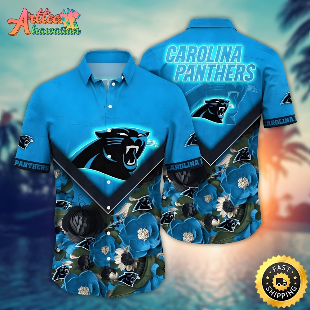 NFL Team Carolina Panthers Flower Summer Hawaiian Shirt Style Summer Sport Hawaiian Shirt