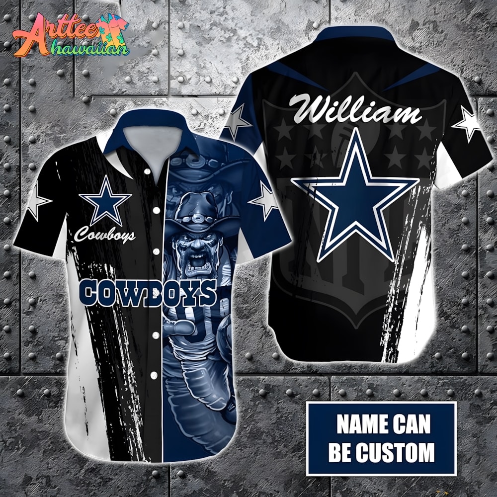 NFL Team Dallas Cowboys Mascot Custom Name Hawaiian Shirt Style Summer Sport Hawaiian Shirt