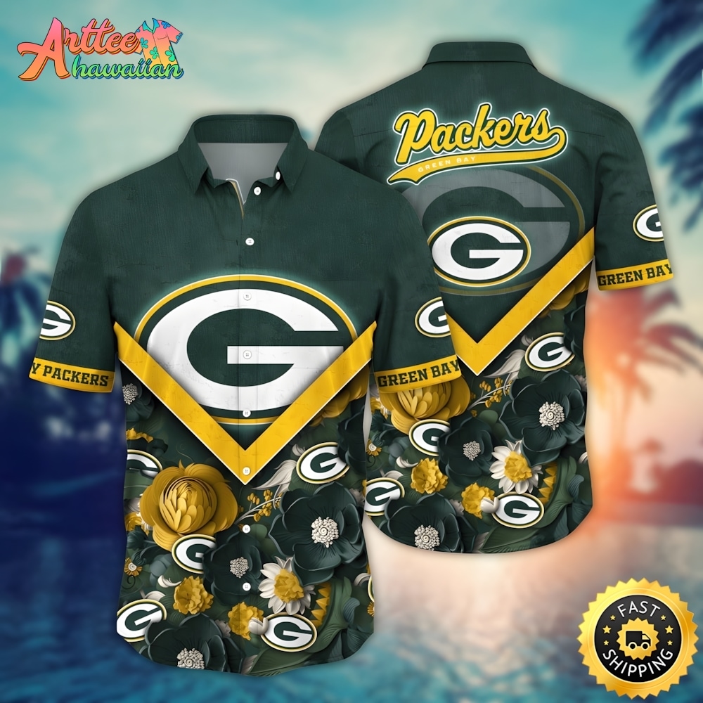 NFL Team Green Bay Packers Flower Summer Hawaiian Shirt Style Summer Sport Hawaiian Shirt