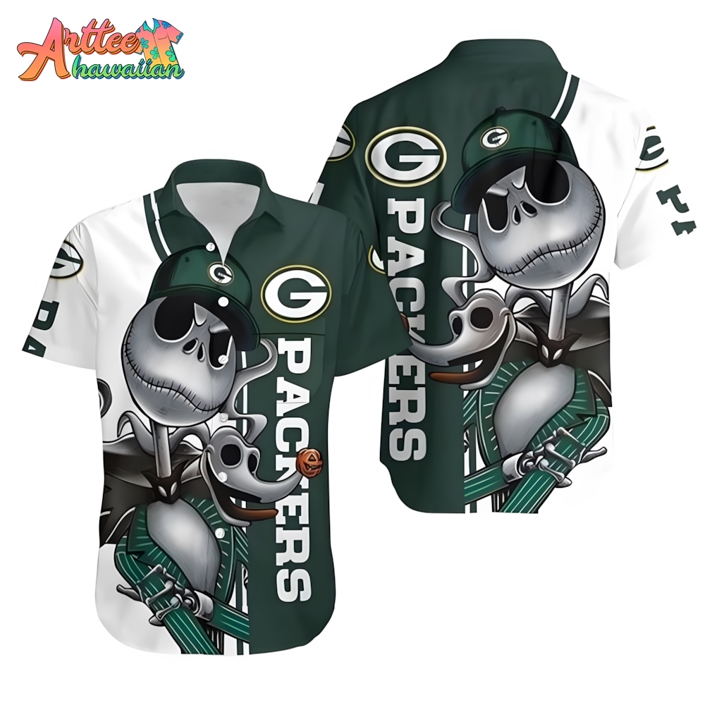 NFL Team Green Bay Packers Jack Skellington Hawaiian Shirt Style Summer Sport Hawaiian Shirt