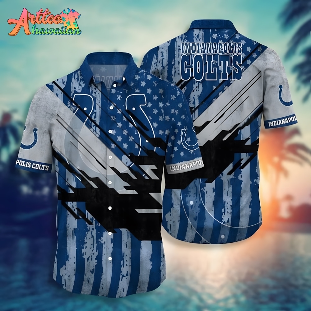 NFL Team Indianapolis Colts American Flag Ugly Christmas Hawaiian Shirt Style Summer Sport Hawaiian Shirt