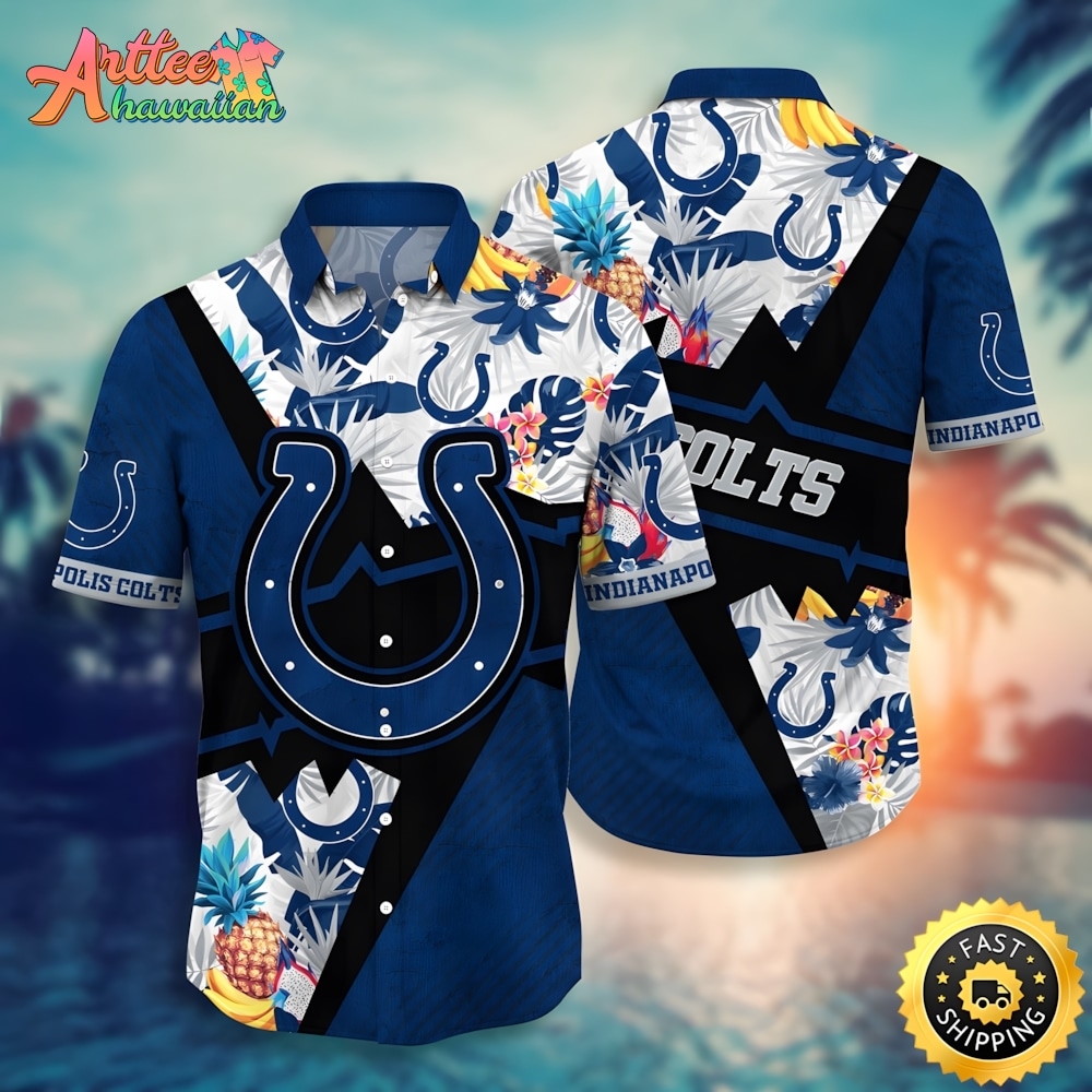 NFL Team Indianapolis Colts Flower Island Inspired Apparel Hawaiian Shirt Style Summer Sport Hawaiian Shirt