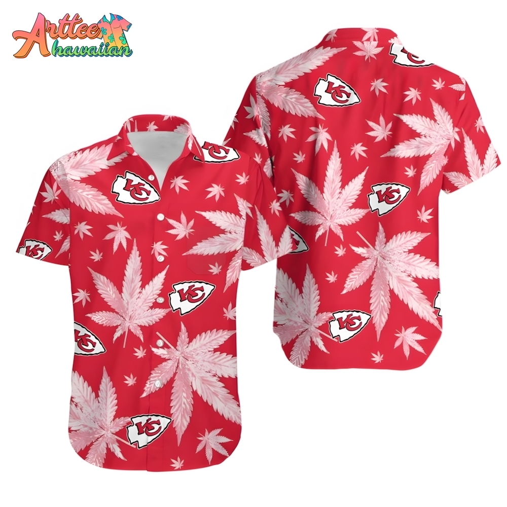 NFL Team Kansas City Chiefs Cannabis Leaf Hawaiian Shirt Style Summer Sport Hawaiian Shirt