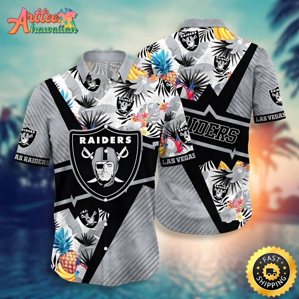 NFL Team Las Vegas Raiders Flower Island Inspired Apparel Hawaiian Shirt Style Summer Sport Hawaiian Shirt