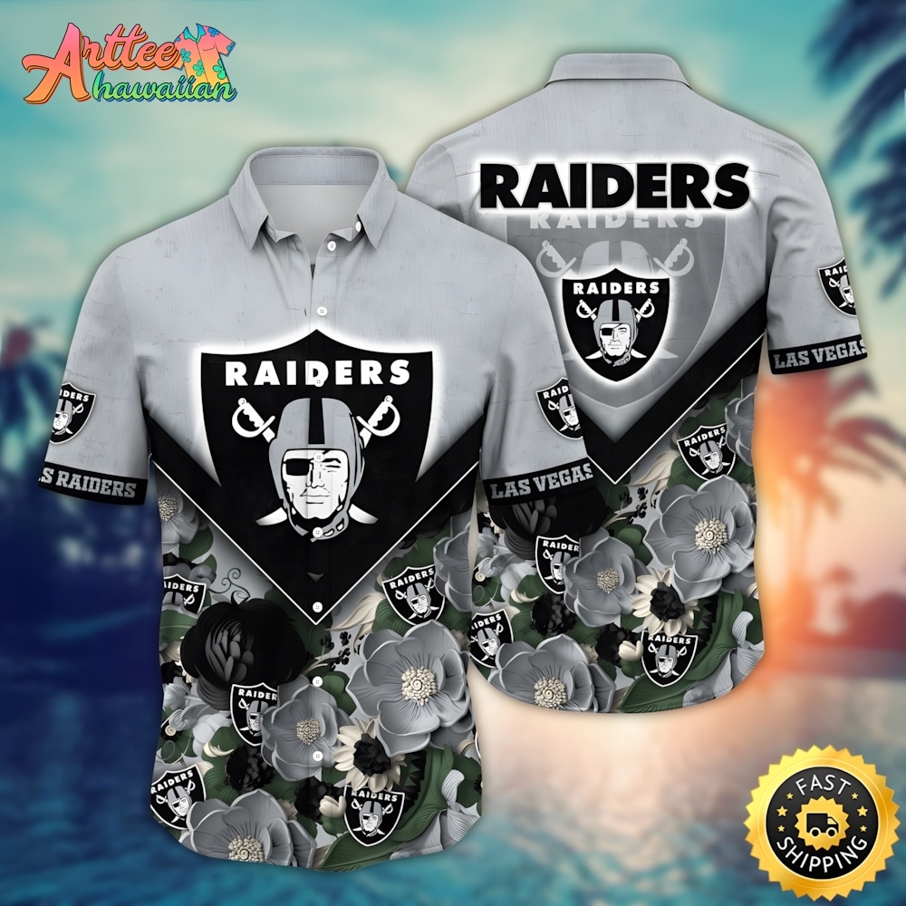 NFL Team Las Vegas Raiders Flower Summer Hawaiian Shirt Style Summer Sport Hawaiian Shirt