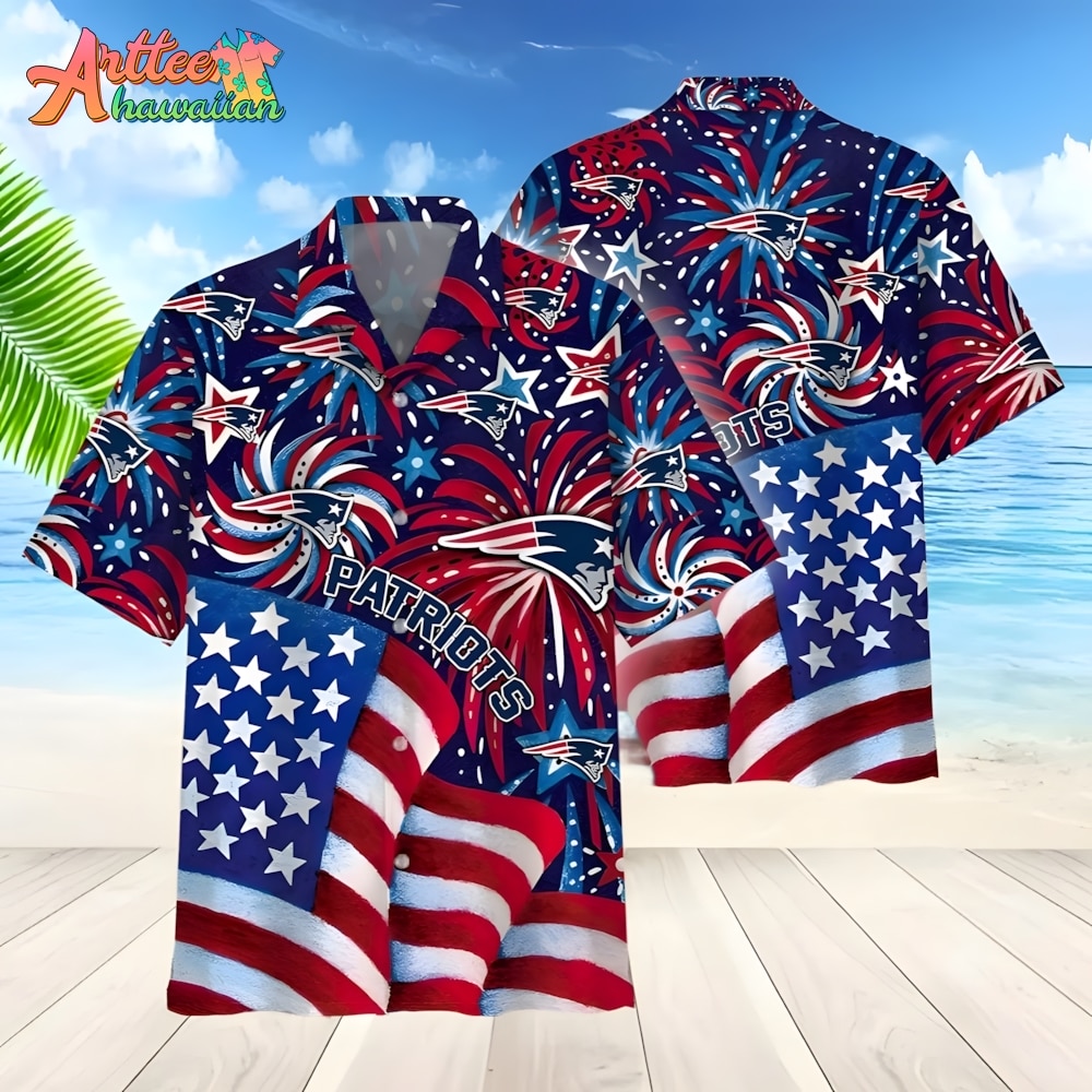 NFL Team New England Patriots American Flag Hawaiian Shirt Style Summer Sport Hawaiian Shirt