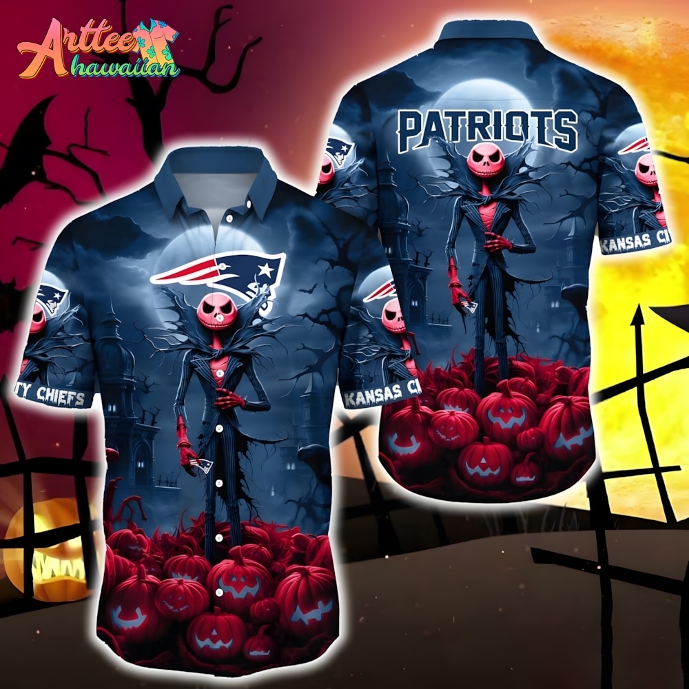 NFL Team New England Patriots Jack Skellington Halloween Hawaiian Shirt Style Summer Sport Hawaiian Shirt