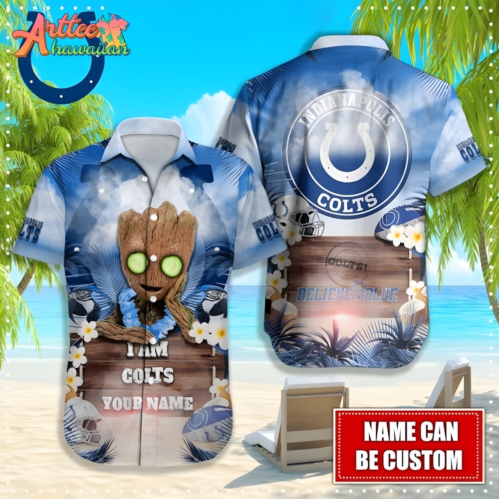 NFL Team Personalize Indianapolis Colts Groot Hawaiian Shirt Style Summer Sport Hawaiian Shirt