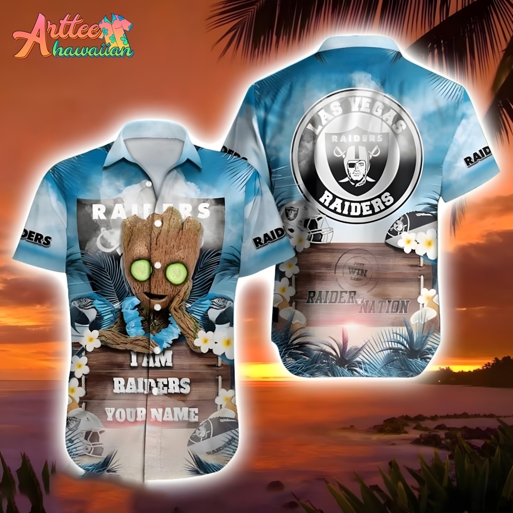 NFL Team Personalize Las Vegas Raiders Groot Hawaiian Shirt Style Summer Sport Hawaiian Shirt