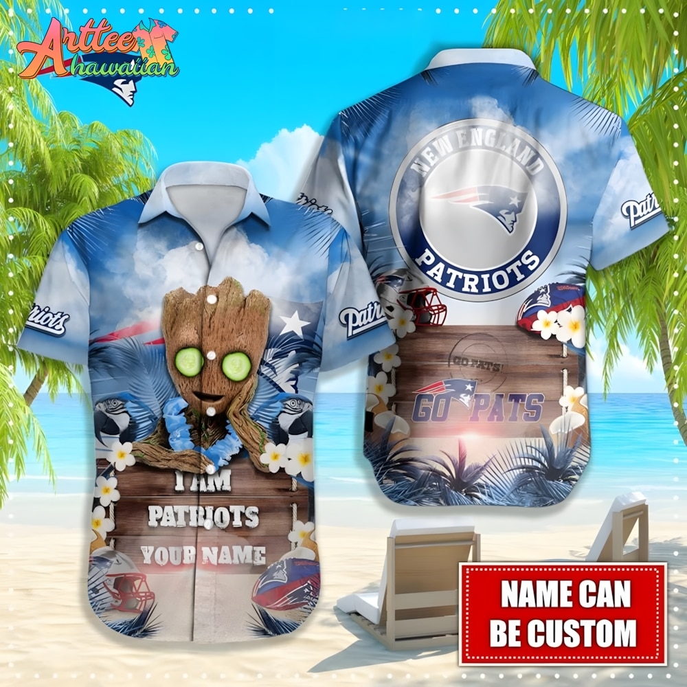 NFL Team Personalize New England Patriots Groot Hawaiian Shirt Style Summer Sport Hawaiian Shirt