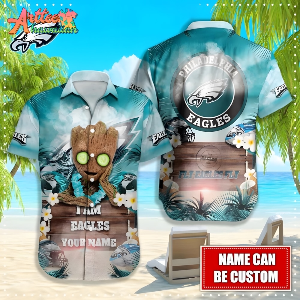 NFL Team Personalize Philadelphia Eagles Groot Hawaiian Shirt Style Summer Sport Hawaiian Shirt