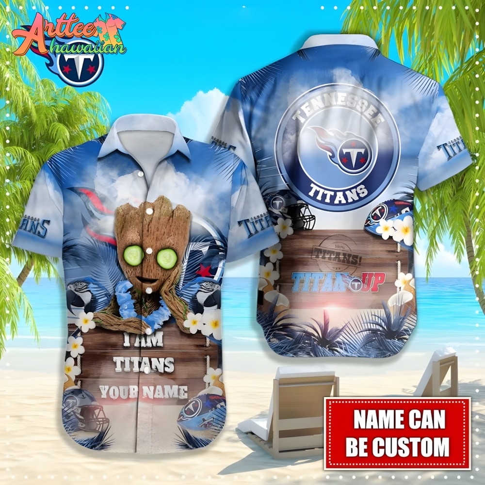 NFL Team Personalize Tennessee Titans Groot Hawaiian Shirt Style Summer Sport Hawaiian Shirt