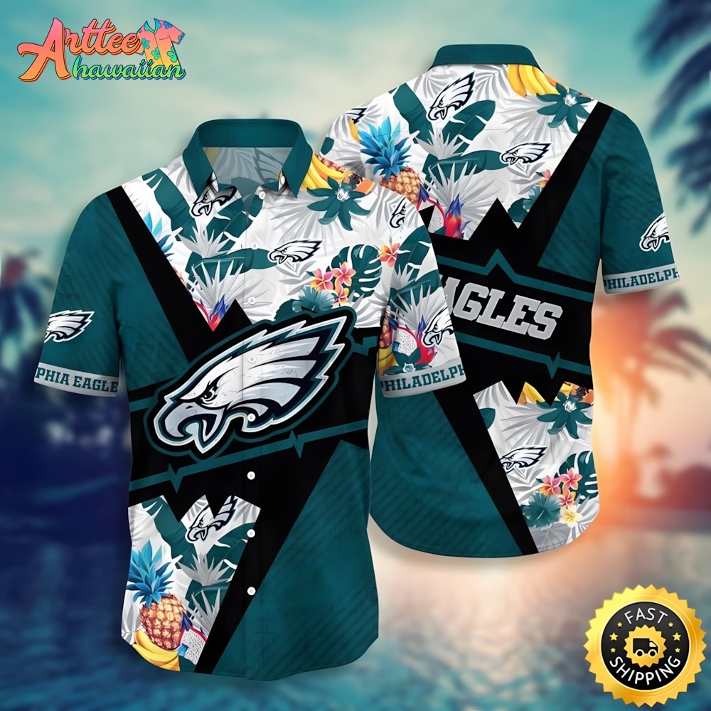 NFL Team Philadelphia Eagles Flower Island Inspired Apparel Hawaiian Shirt Style Summer Sport Hawaiian Shirt