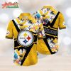 NFL Team Pittsburgh Steelers Flower Island Inspired Apparel Hawaiian Shirt Style Summer Sport Hawaiian Shirt