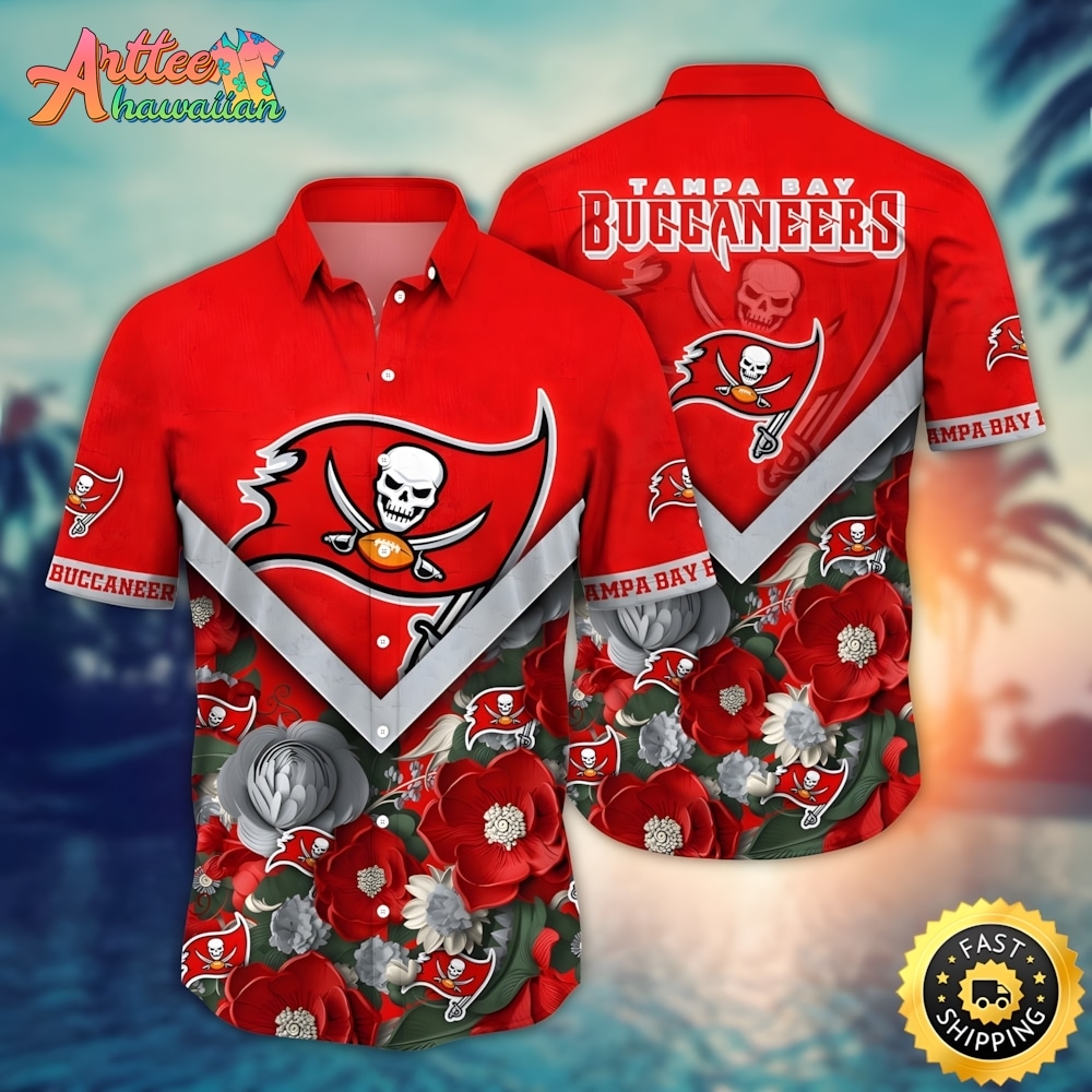 NFL Team Tampa Bay Buccaneers Flower Summer Hawaiian Shirt Style Summer Sport Hawaiian Shirt