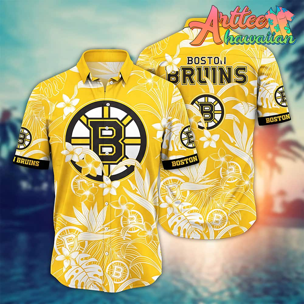 Nhl Boston Bruins Hawaiian Shirt Tropical Flower Gift For Fans Football Lover