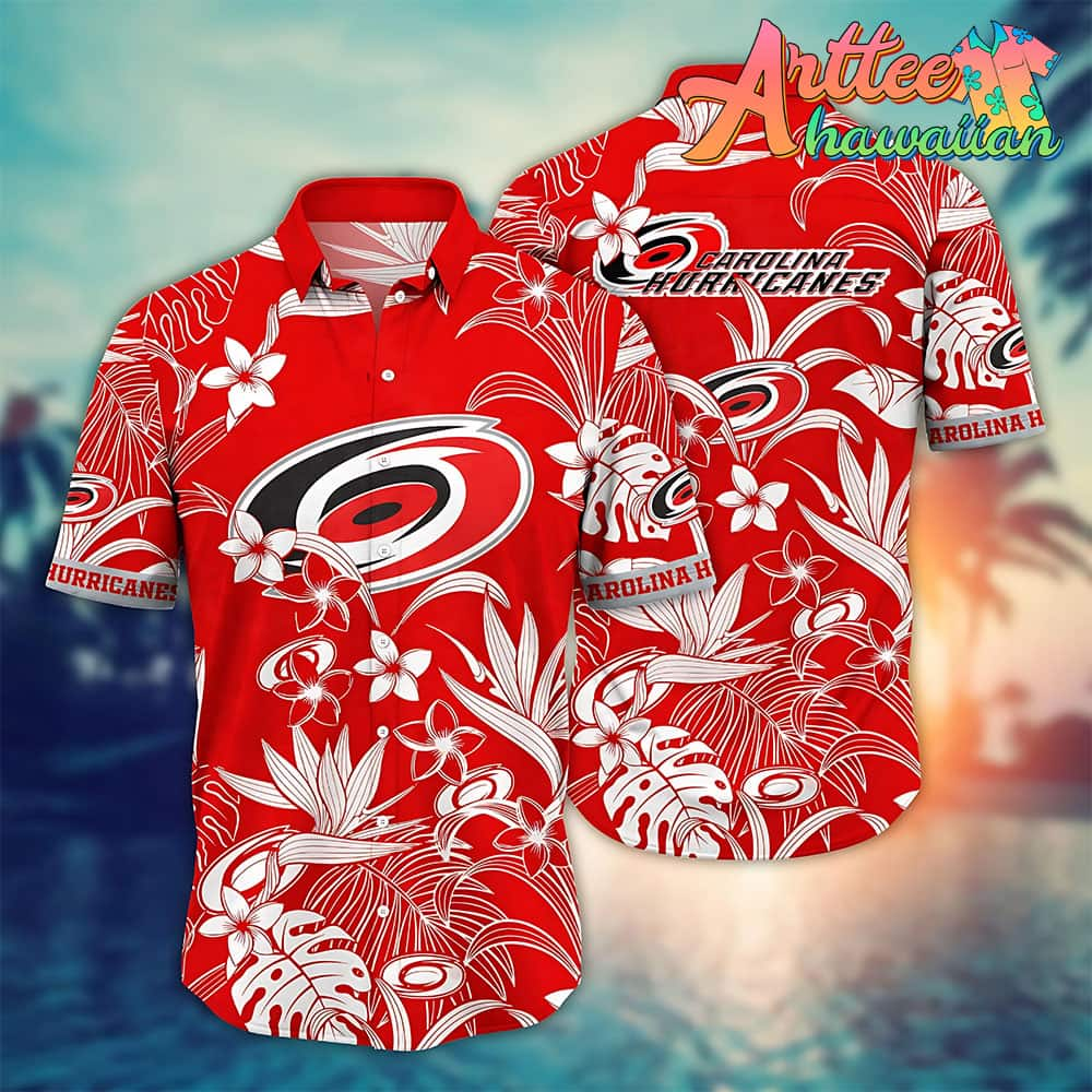 Nhl Carolina Hurricanes Hawaiian Shirt Tropical Flower Gift For Fans Football Lover