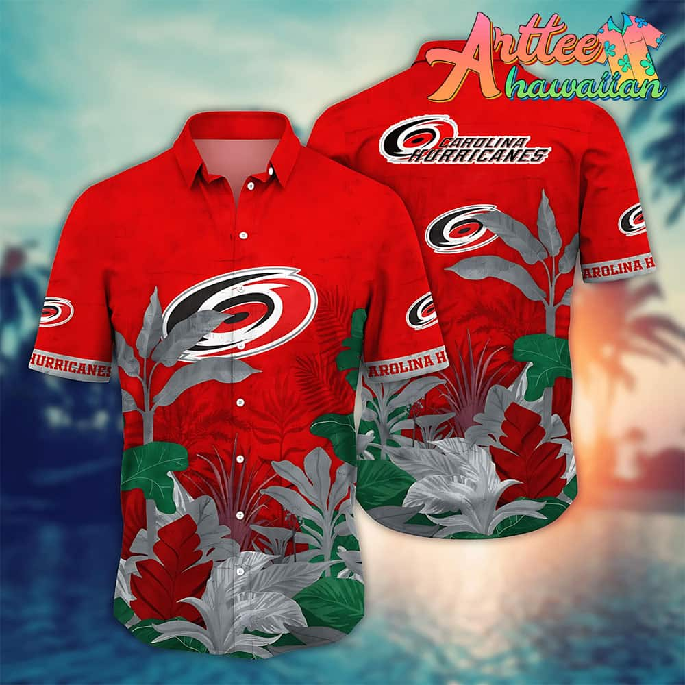 Nhl Carolina Hurricanes Hawaiian Shirt Tropical Tree Gift For Fans Football Lover