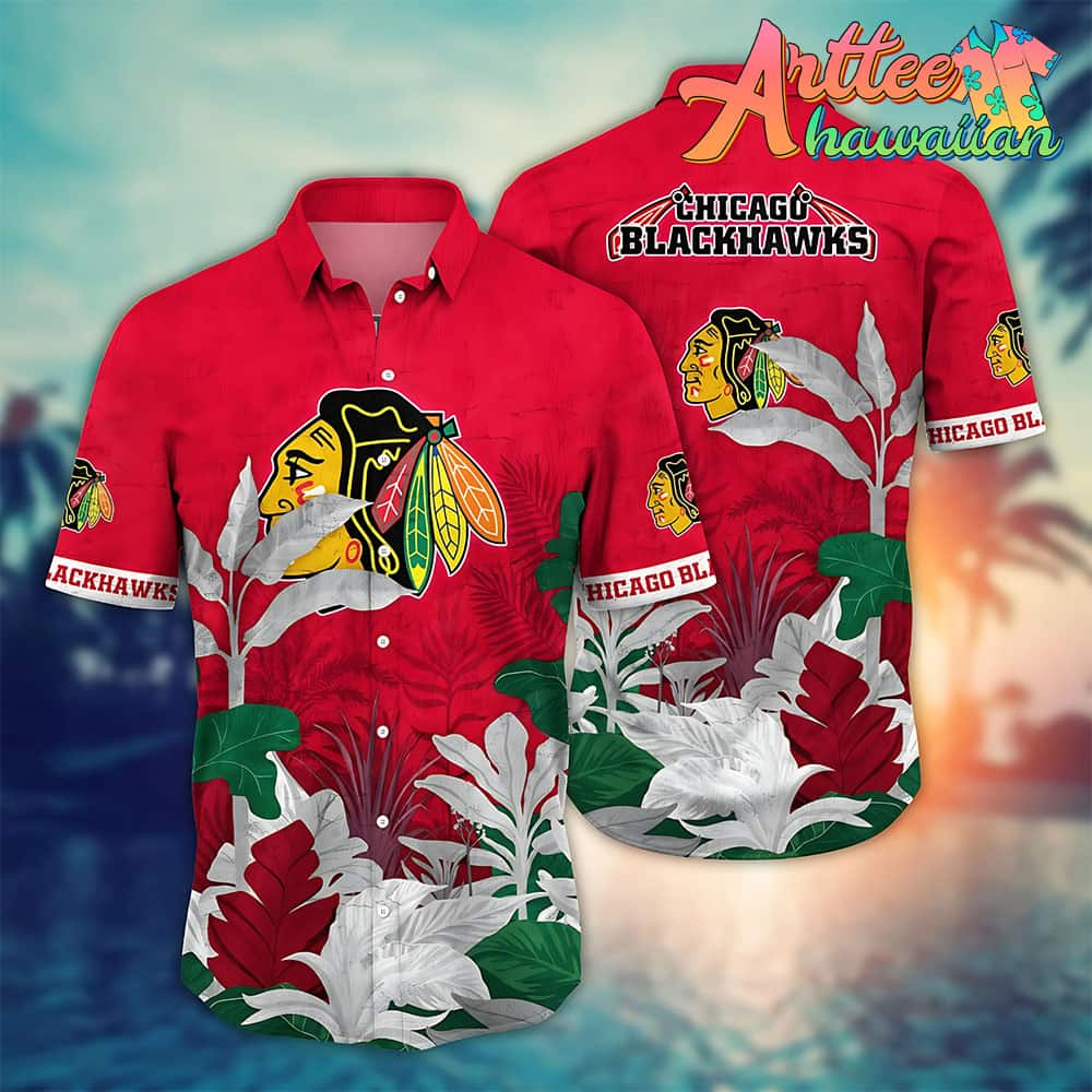 Nhl Chicago Blackhawks Hawaiian Shirt Tropical Tree Gift For Fans Football Lover