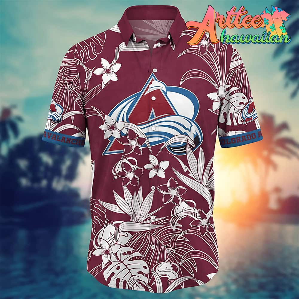 Nhl Colorado Avalanche Hawaiian Shirt Tropical Flower Gift For Fans Football Lover