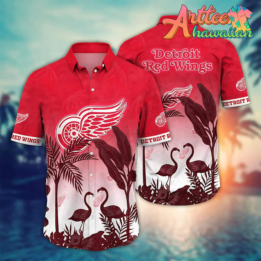 Nhl Detroit Red Wings Hawaiian Shirt Flamingo Gift For Fans Football Lover