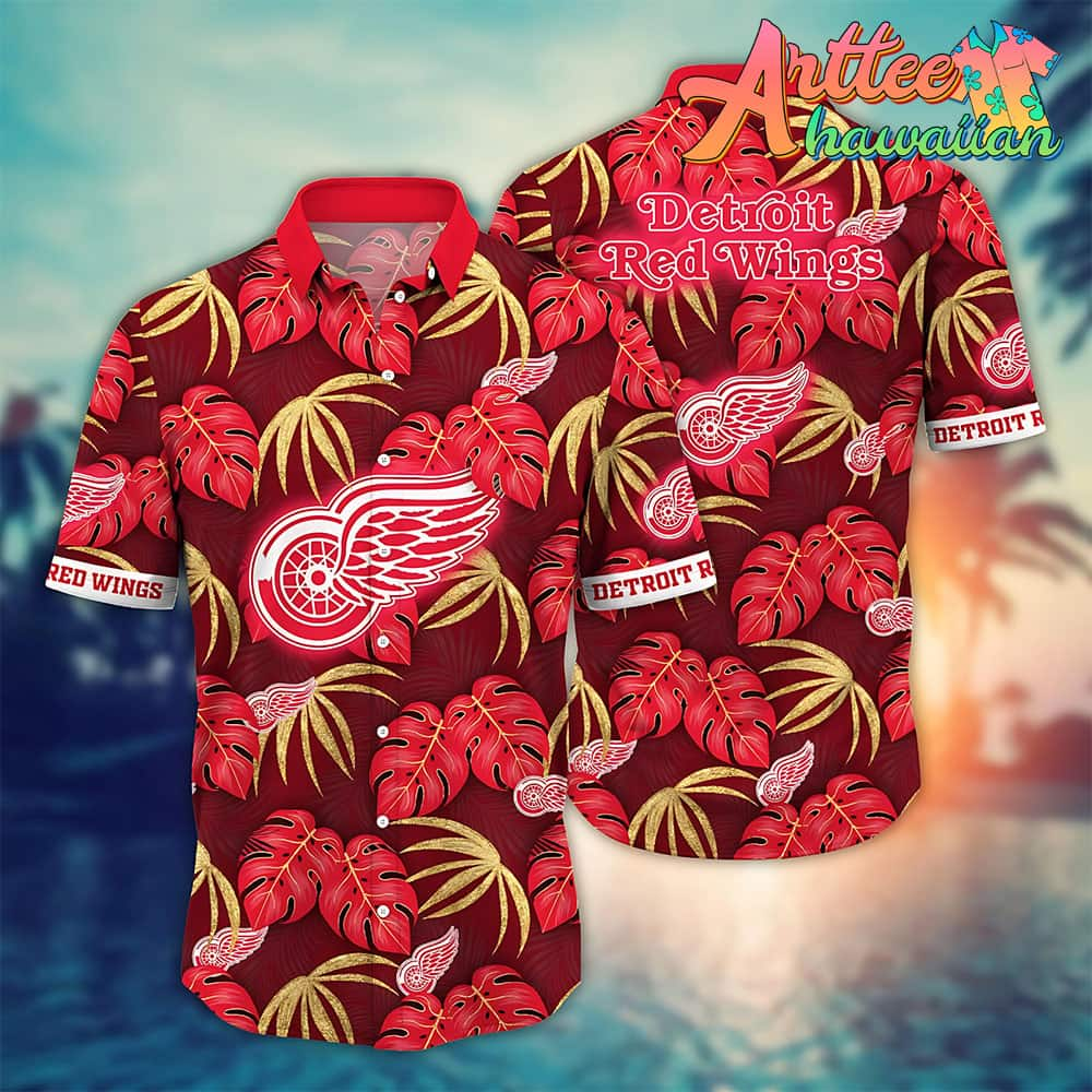 Nhl Detroit Red Wings Hawaiian Shirt Leaf Gift For Fans Football Lover