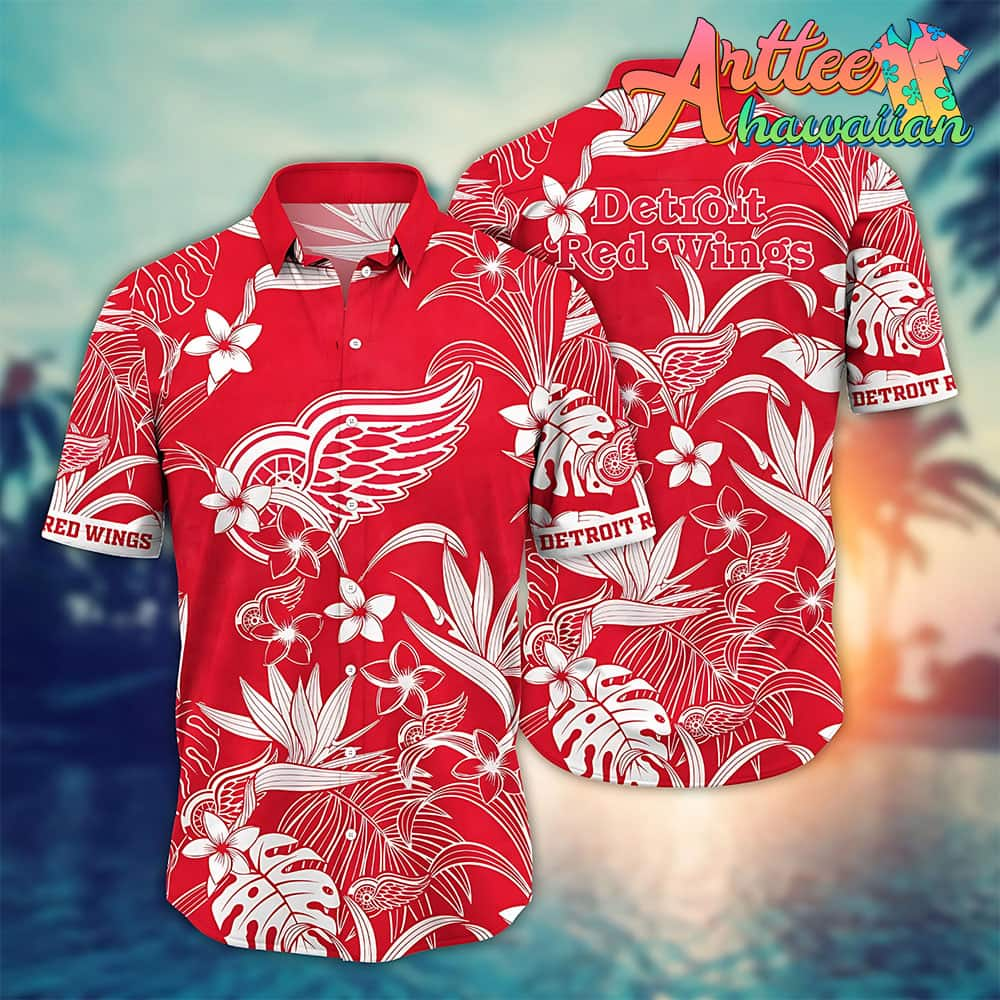 Nhl Detroit Red Wings Hawaiian Shirt Tropical Flower Gift For Fans Football Lover