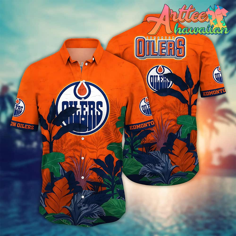 Nhl Edmonton Oilers Hawaiian Shirt Tropical Tree Gift For Fans Football Lover